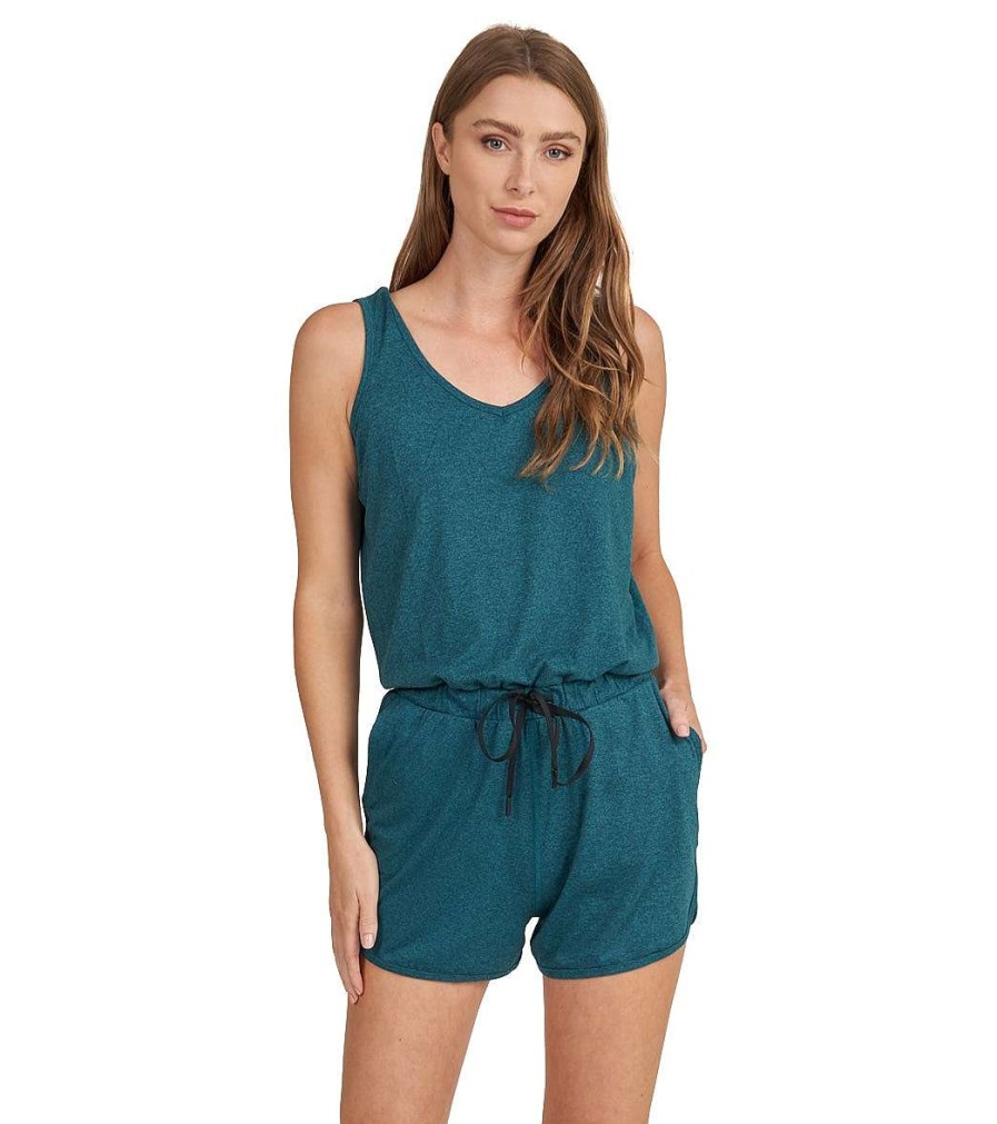 Clothing Thrive Societe Yoga Leotards & Jumpsuits | Sport Romper Heather Harbour Blue