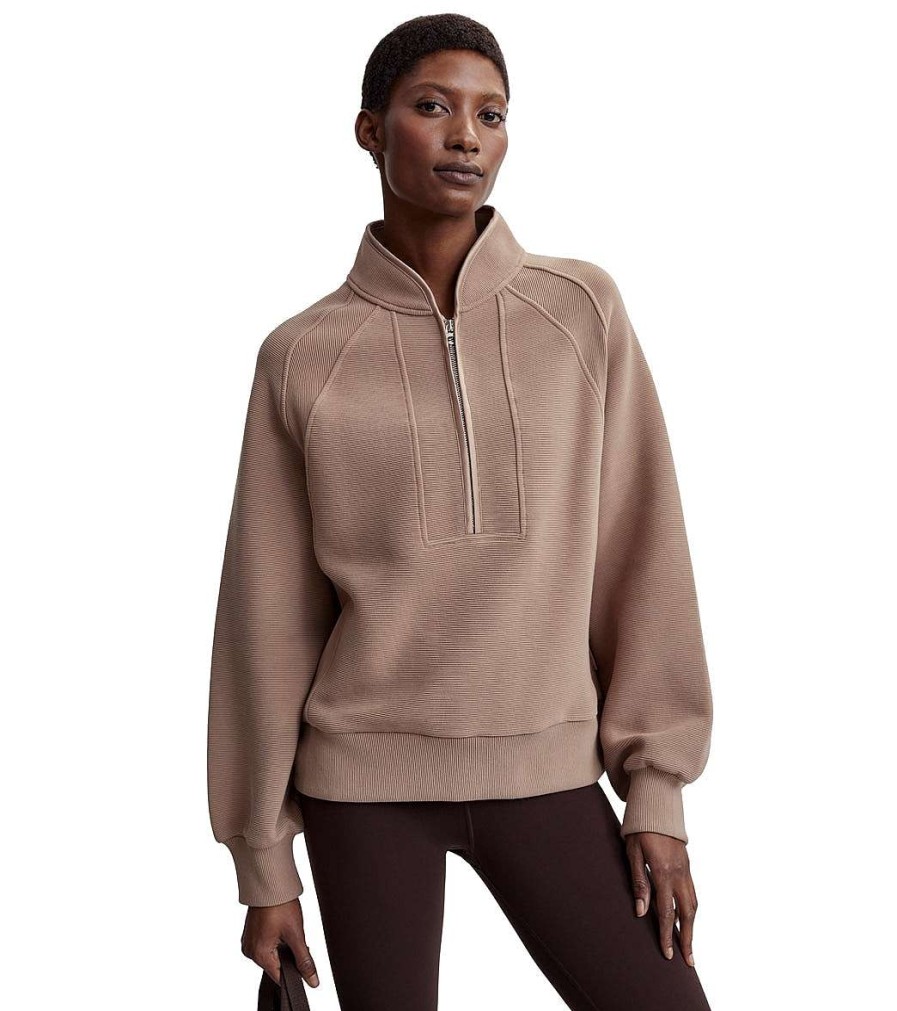 Clothing Varley Yoga Jackets & Sweatshirts | Cortina Half Zip Portabella