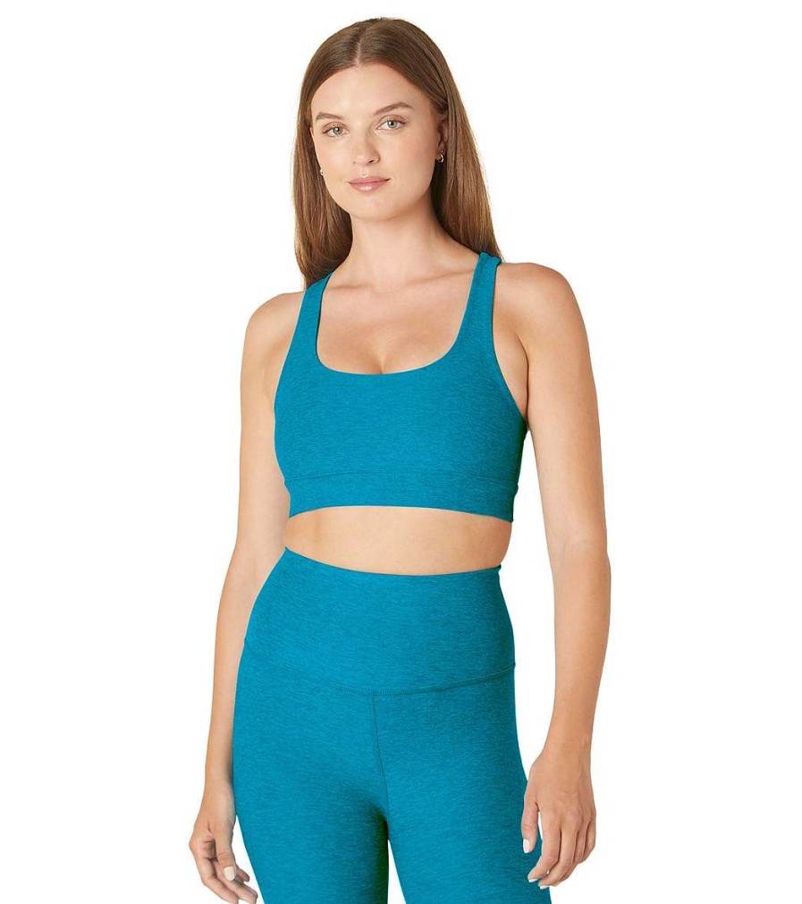 Clothing Beyond Yoga Yoga Sports Bras | Spacedye In A Twist Bra Blue Glow Heather