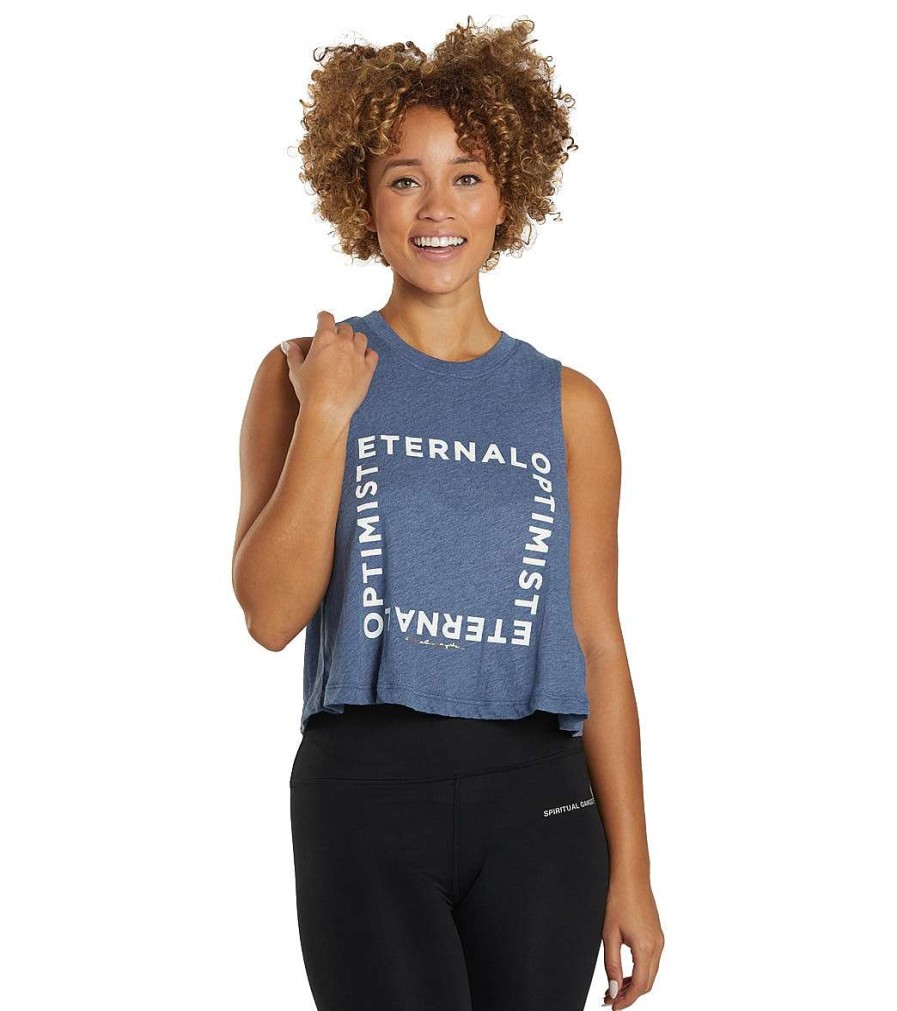 Clothing Spiritual Gangster Yoga Tops | Eternal Optimist Crop Tank H Dusty Denim