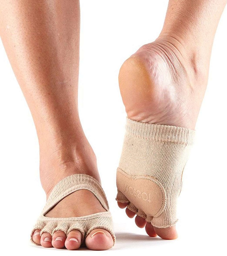 Accessories Toesox | Releve Half-Toe Yoga Grip Socks Heather W/ Limeaid Trim