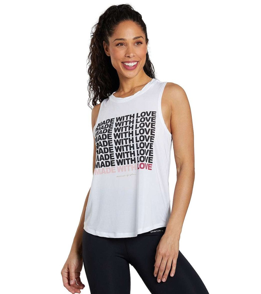 Clothing Spiritual Gangster Yoga Tops | Love Active Muscle Tank White