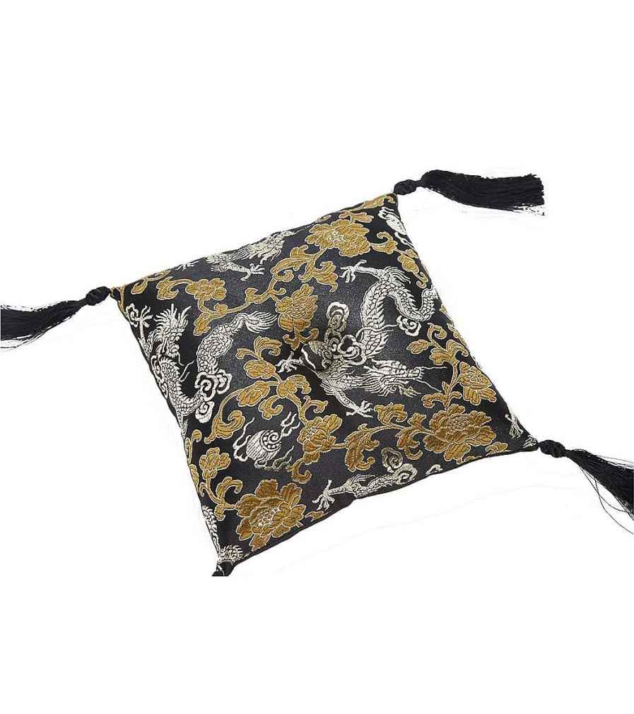 Meditation dZi | 7'' Brocade Bowl Cushion Black