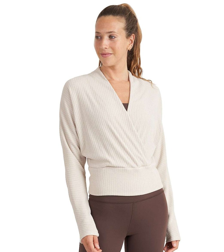 Clothing Thrive Societe Yoga Jackets & Sweatshirts | Wrap Pullover Oatmeal