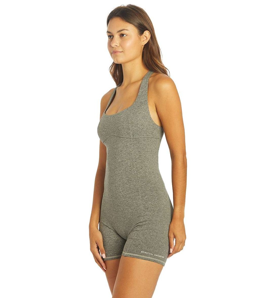 Clothing Spiritual Gangster Yoga Leotards & Jumpsuits | Flaunt Bodysuit Tech Heather Heather Grey