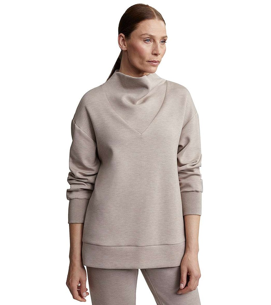 Clothing Varley Yoga Jackets & Sweatshirts | Modena Longline Sweat Taupe Marl