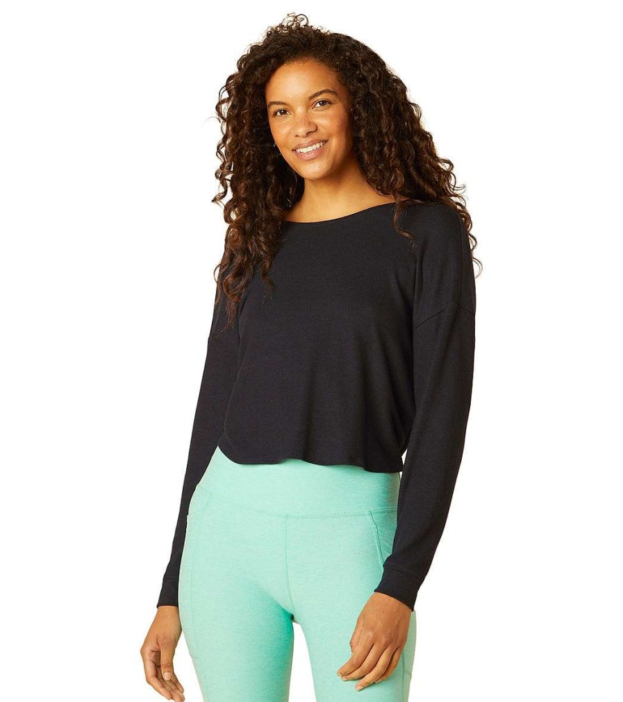 Clothing Beyond Yoga Yoga Tops | Do The Twist Cropped Pullover Black