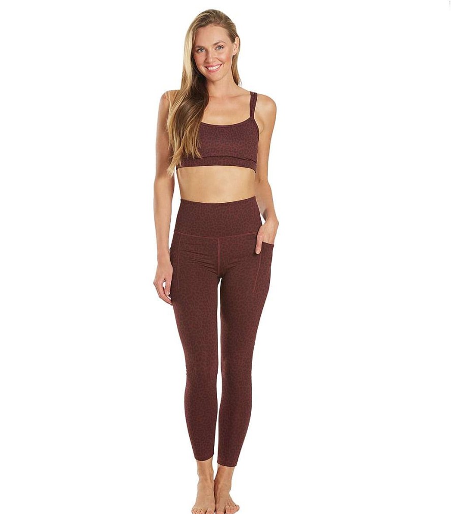 Clothing Everyday Yoga Yoga Leggings | Uphold Cheetah High Waisted 7/8 Leggings With Pockets 25" Burgundy Cheetah