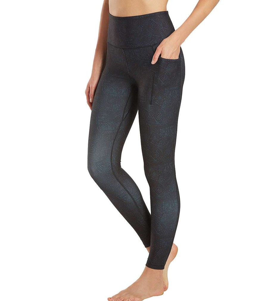 Clothing Everyday Yoga Yoga Leggings | Uphold Tribe High Waisted 7/8 Leggings With Pockets 25" Black Tribal