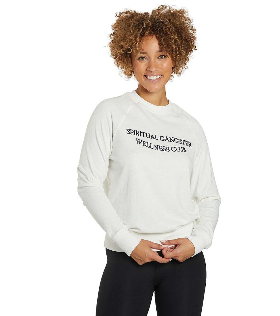 Clothing Spiritual Gangster Yoga Jackets & Sweatshirts | Wellness Club Old School Pull Over Stone