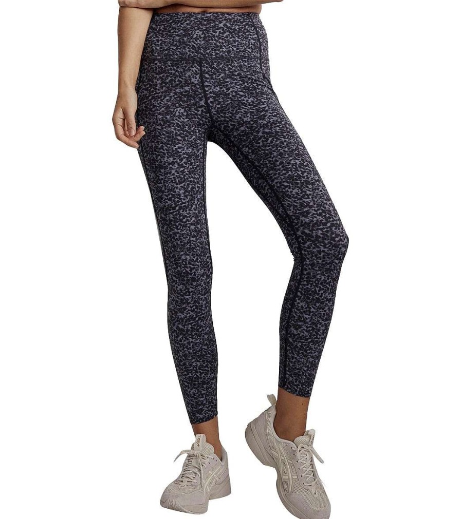 Clothing Varley Yoga Leggings | Let'S Go Running Legging Ebony Blue Cheetah