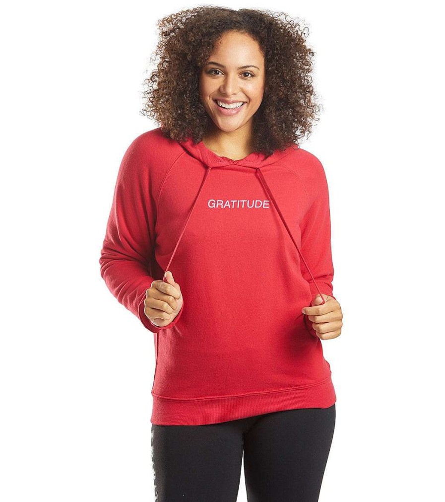 Clothing Spiritual Gangster Yoga Jackets & Sweatshirts | Lotus Classic Raglan Hoodie Crimson