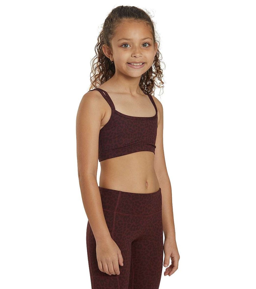 Clothing Everyday Yoga Shop All Kids' | Girl Wholesome Cheetah Sports Bra Burgundy Cheetah