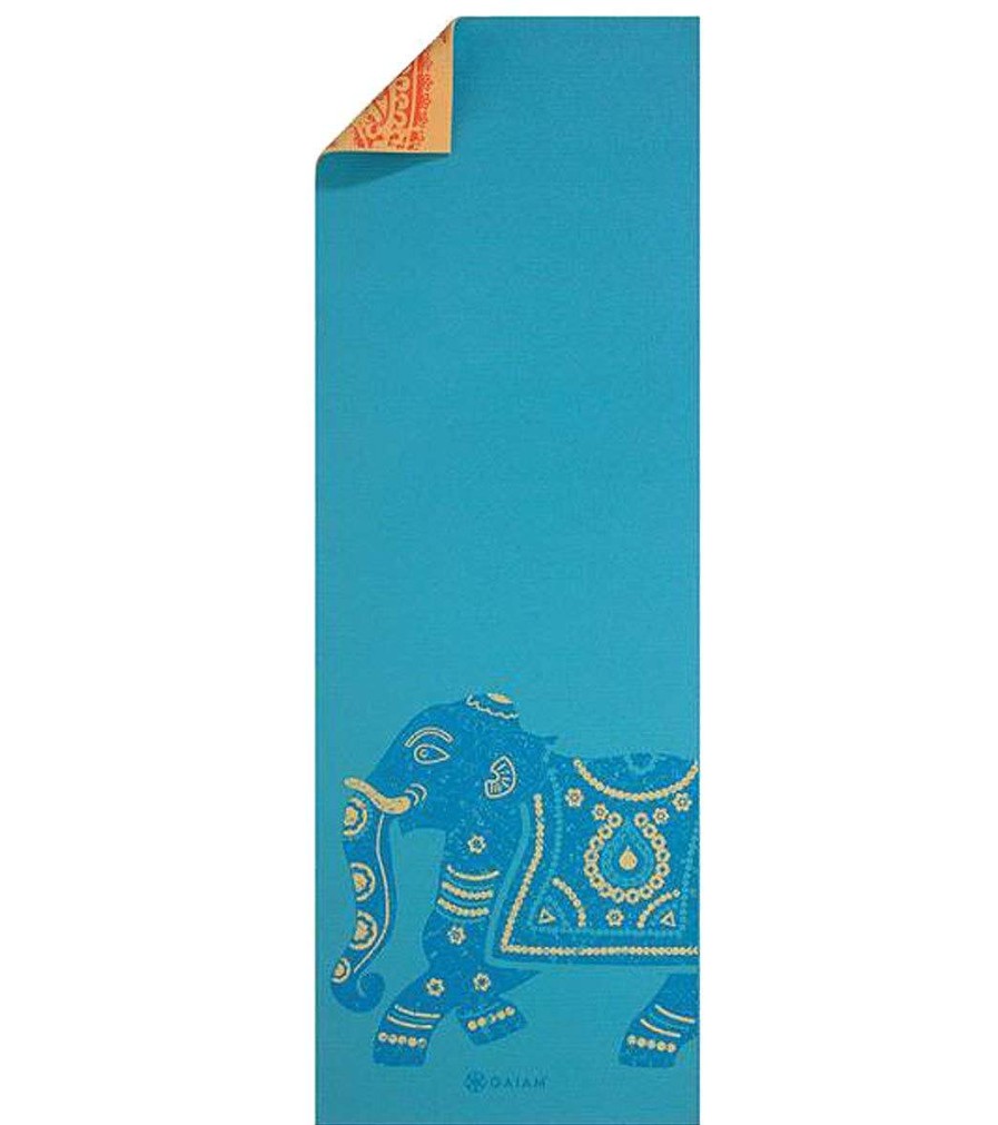 Yoga Mats & Props Gaiam | Reversible Printed Yoga Mat 68" 6Mm Extra Thick Elephant