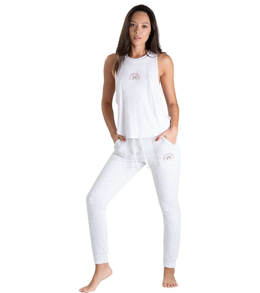 Clothing Jala Yoga Tops | Rainbow Tank White