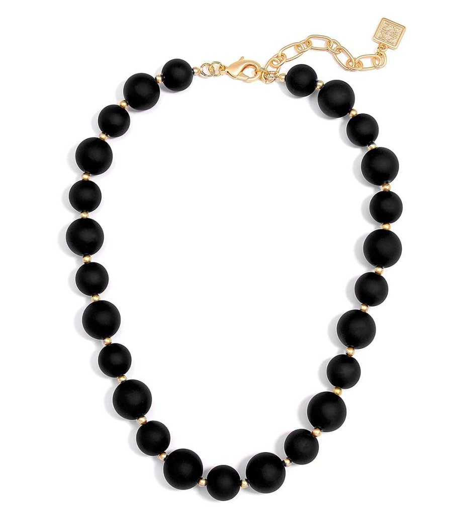 Accessories Zenzii | Chunky Matte Beaded Collar Necklace Navy