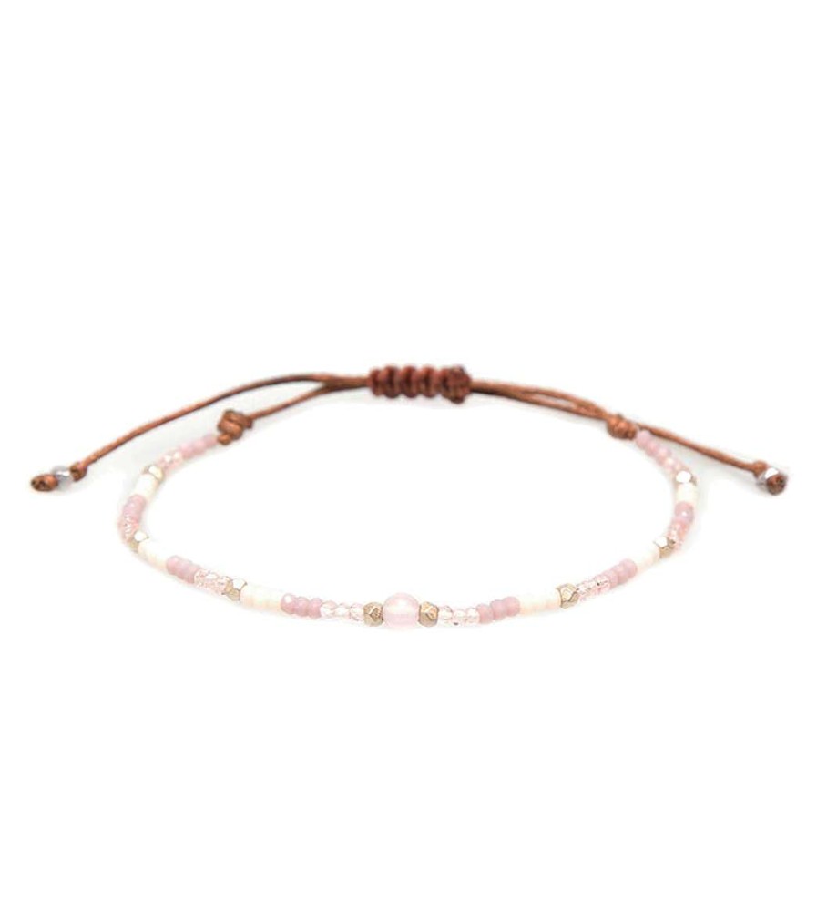 Accessories Lotus and Luna | Love Rose Quartz Goddess Bracelet Pink/White