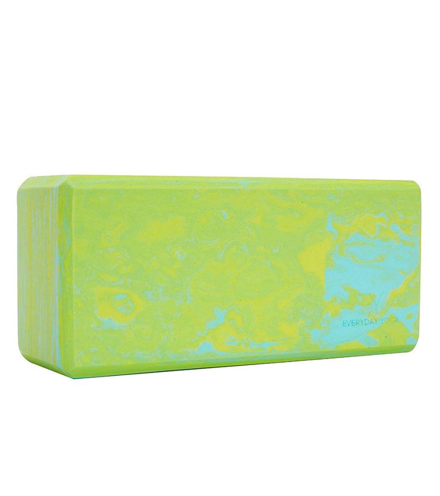 Yoga Mats & Props Everyday Yoga | Kid'S 3 Inch Marbled Foam Yoga Block Turquoise Multi