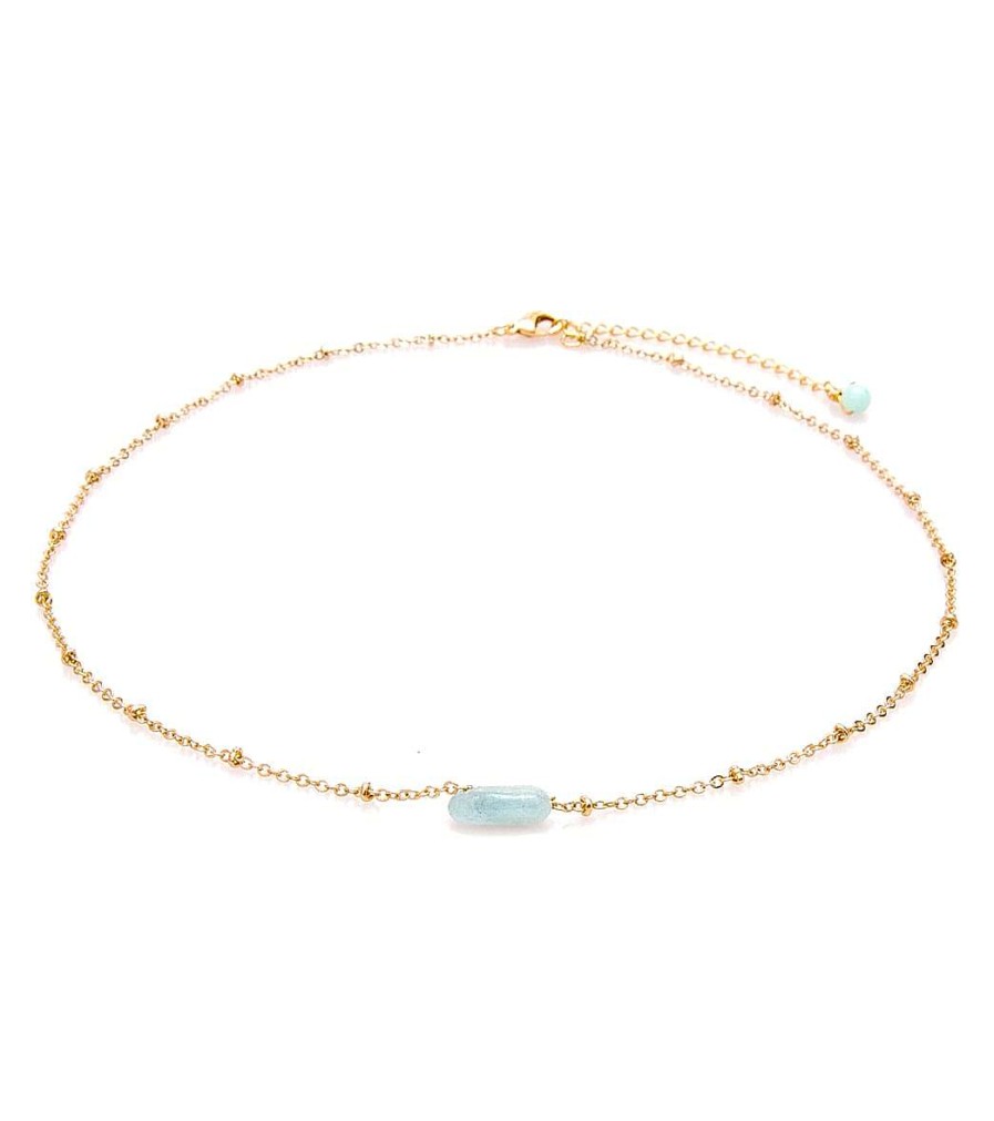 Accessories Lotus and Luna | Calm Aquamarine Stone Of The Earth Necklace Gold/Blue