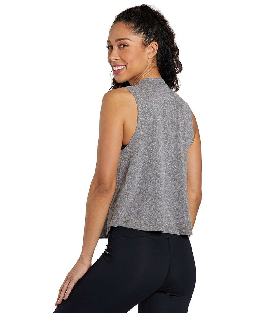 Clothing Spiritual Gangster Yoga Tops | More Soul Crop Tank Heather Grey