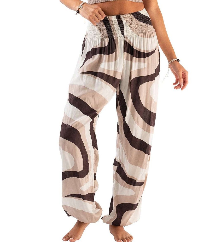 Clothing Lotus and Luna Yoga Pants | Latte Swirl Harem Pant Brown/Tan