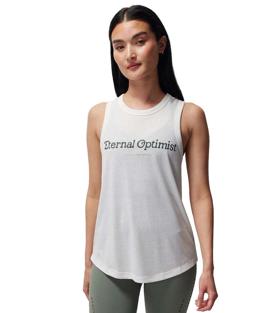 Clothing Spiritual Gangster Yoga Tops | Eternal Optimist Namaste Tank White