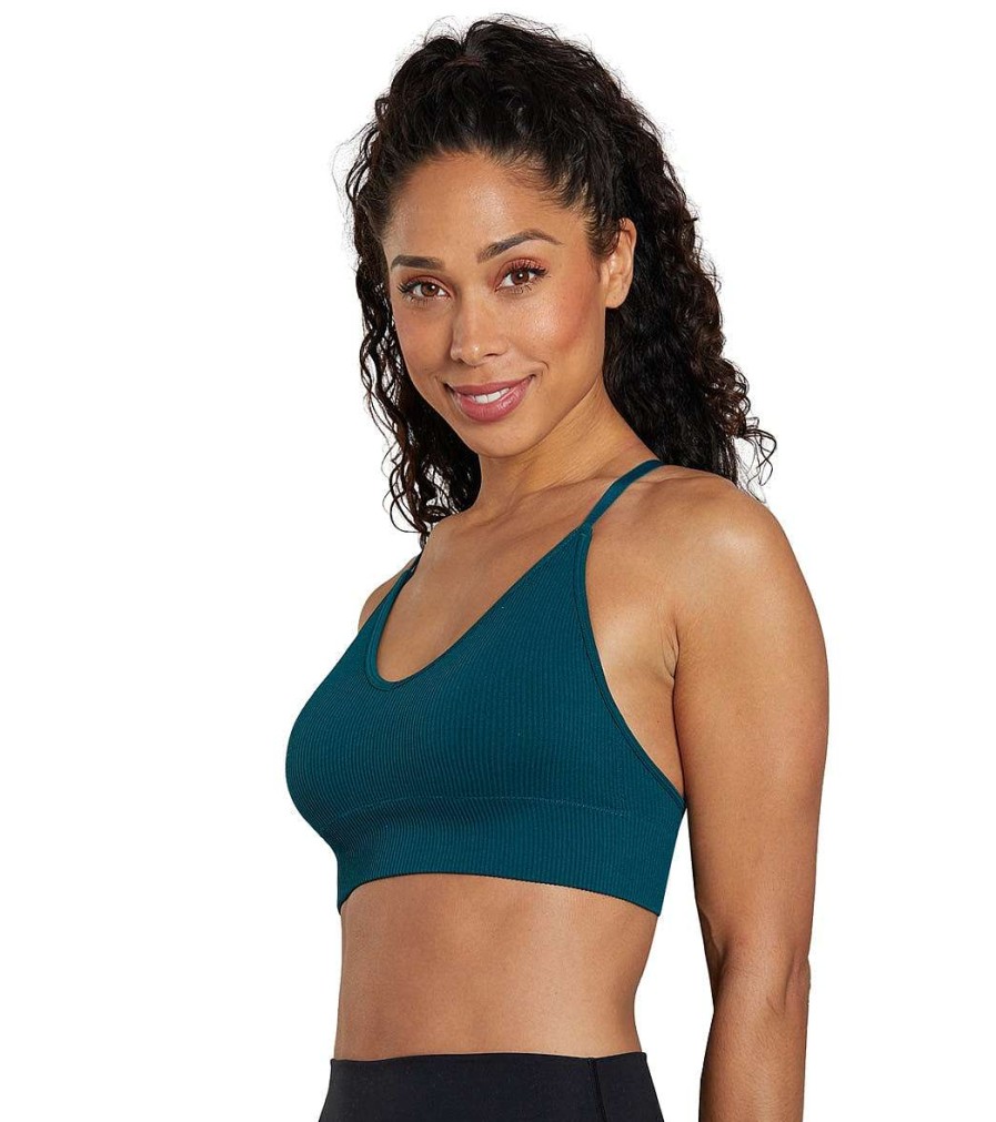 Clothing Spiritual Gangster Yoga Sports Bras | Selene Seamless Triangle Rib Bra Pine