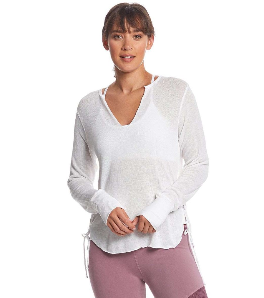 Clothing Hard Tail Yoga Tops | Side Laced Pullover Cream