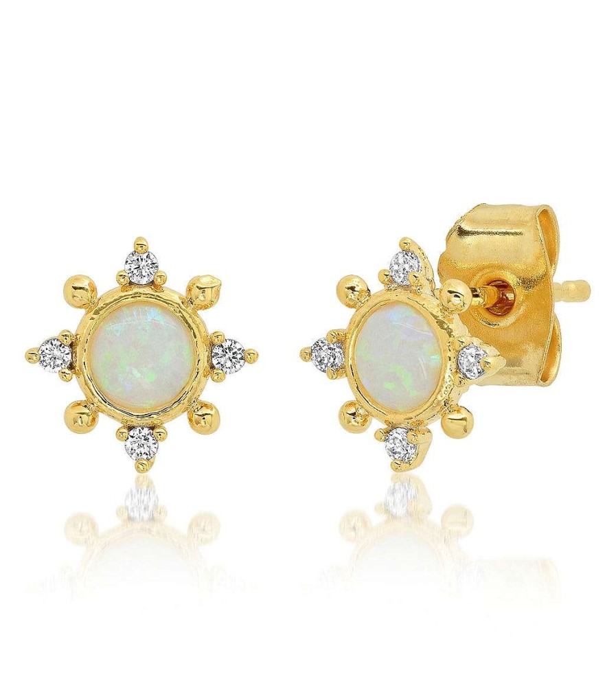 Accessories TAI Jewelry | Opal Circle Cz Cluster Studs Gold