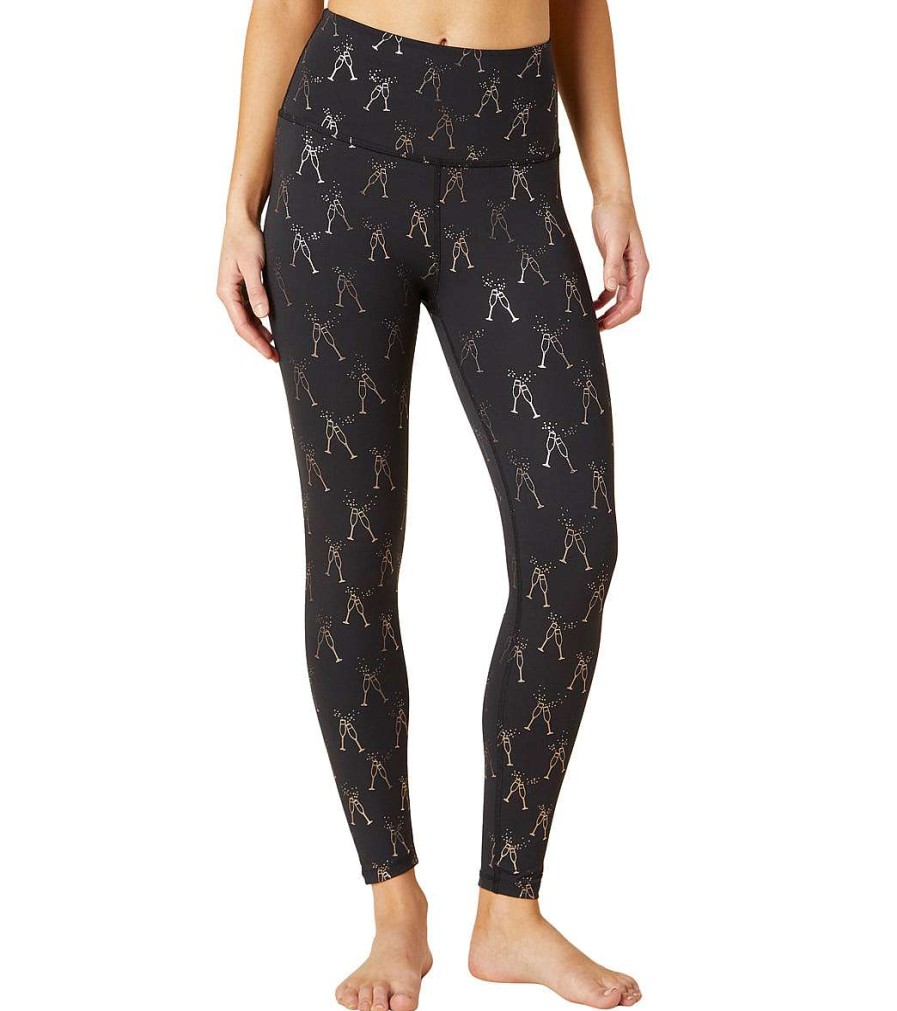 Clothing Beyond Yoga Yoga Leggings | High Waisted Midi Legging Black-Rose Gold Cheers