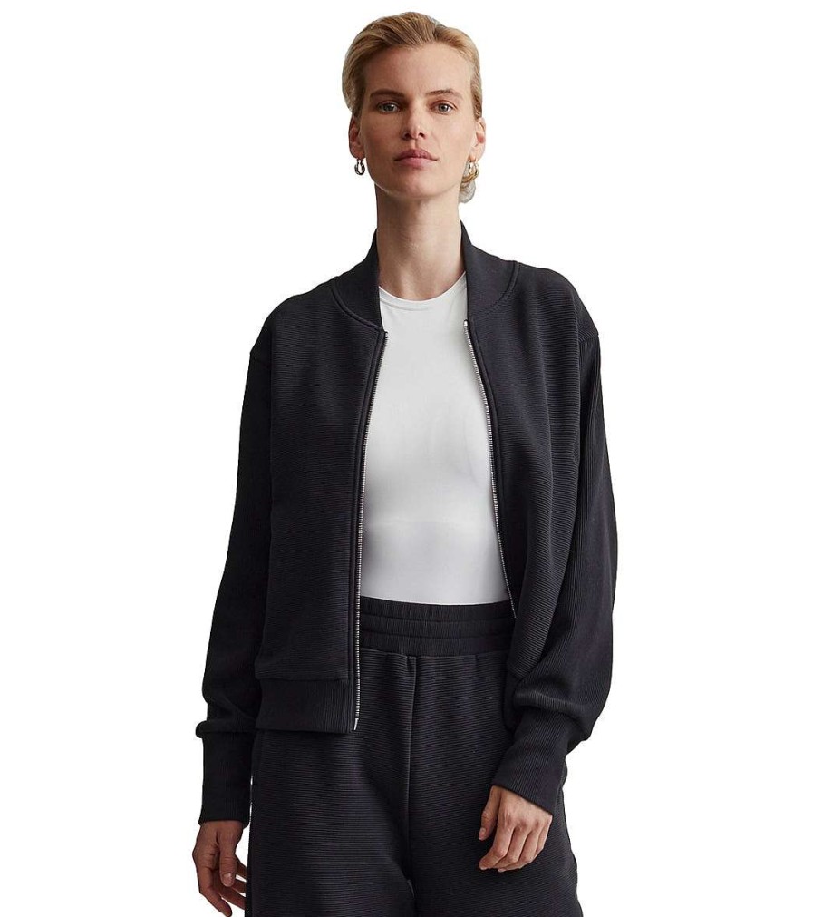 Clothing Varley Yoga Jackets & Sweatshirts | Alia Zip Sweat Black