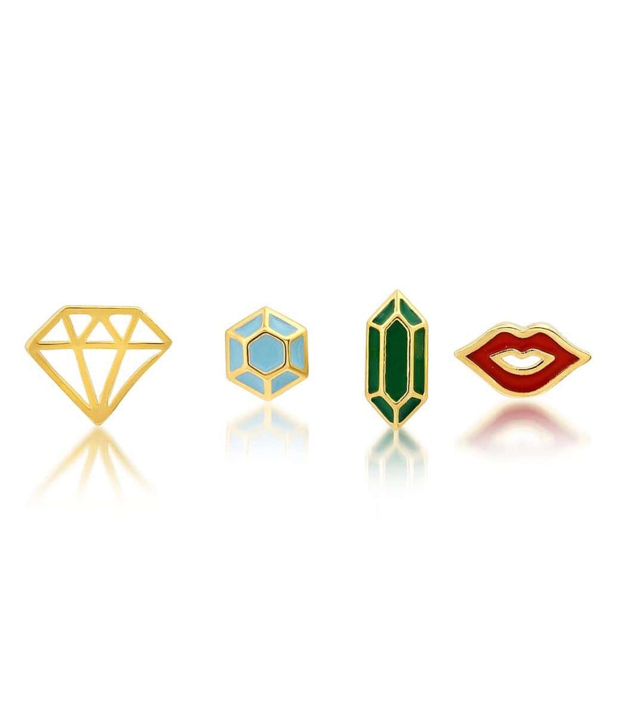 Accessories TAI Jewelry | Four Enamel Stud Collection Gold