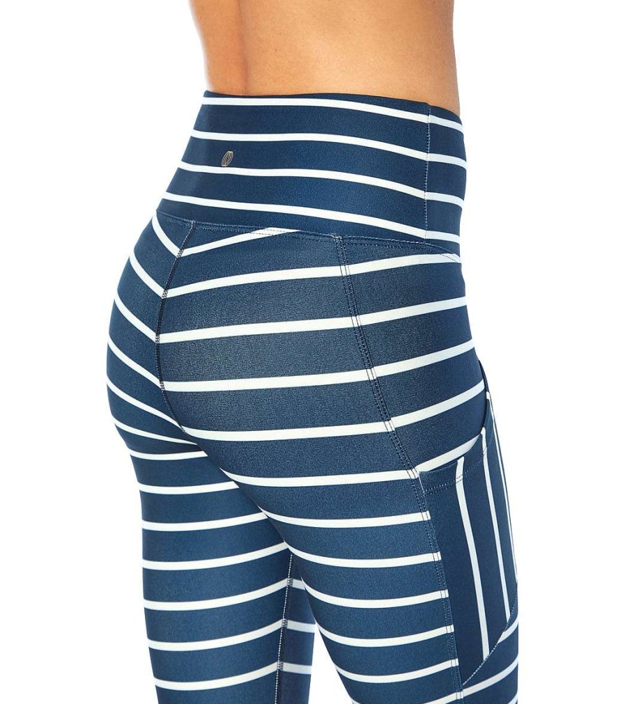 Clothing Balance Collection Yoga Leggings | Eclipse Capri Midnight Blue Mini Stripe