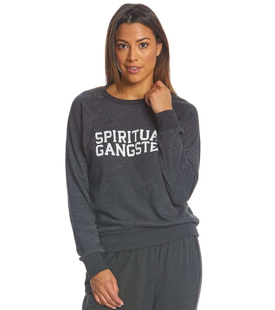 Clothing Spiritual Gangster Yoga Jackets & Sweatshirts | Sg Varsity Old School Pullover Heather Grey