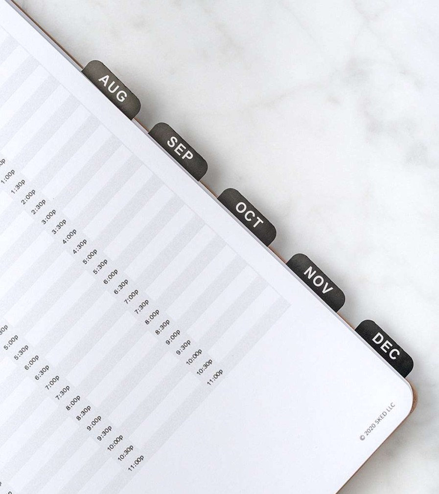 Home & Wellness Sked Planner | Monthly Tab Stickers Black