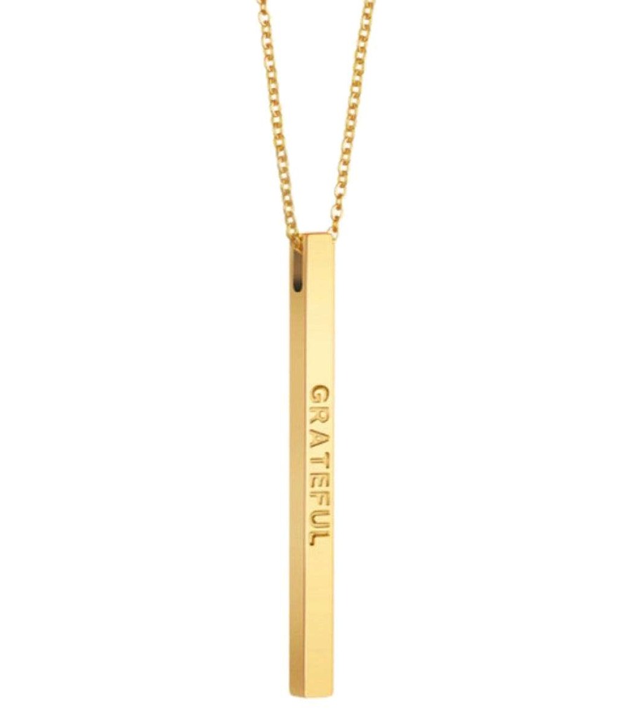 Accessories Mantraband | Grateful Necklace Yellow Gold