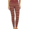 Clothing Spiritual Gangster Yoga Leggings | Wrap Front Love Sculpt 7/8 Legging Washed Burgundy Stripe