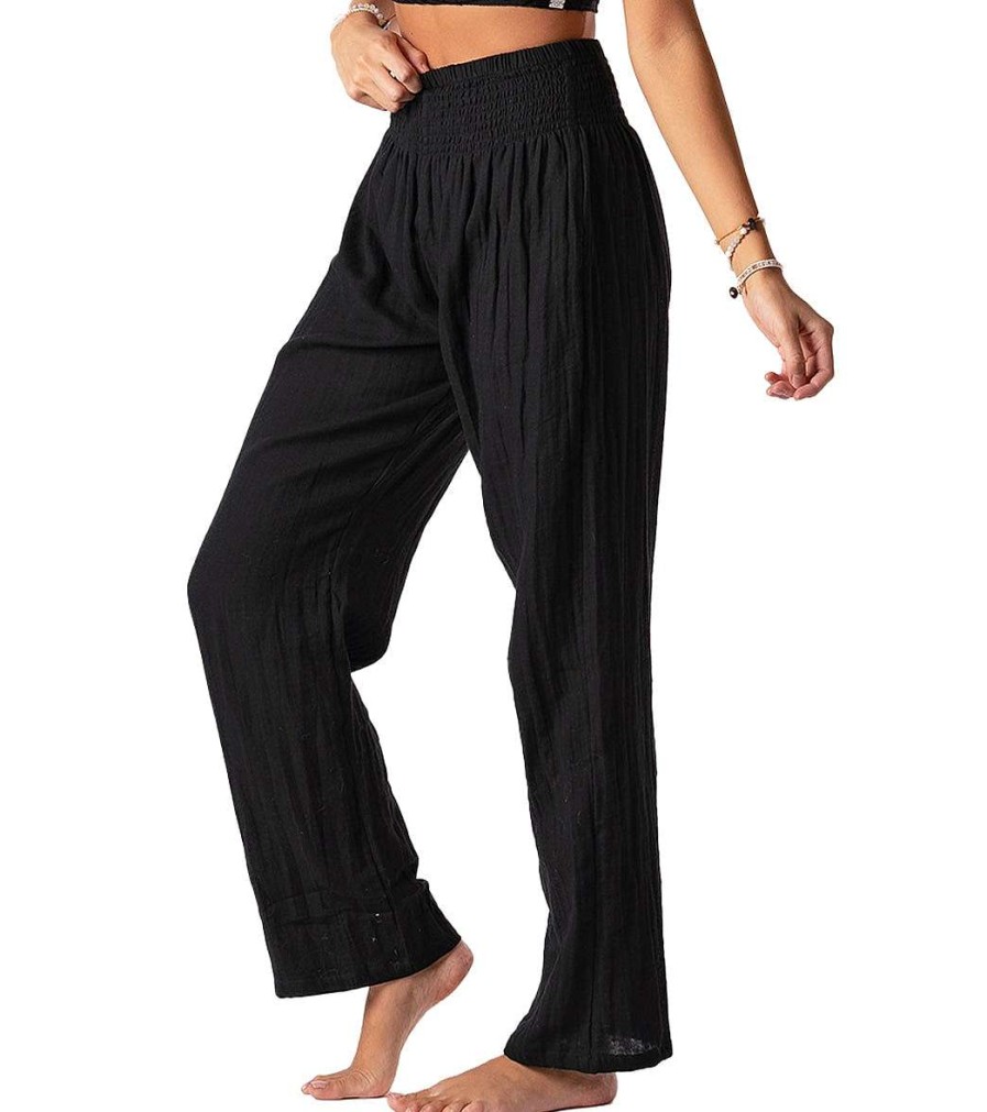 Clothing Lotus and Luna Yoga Pants | Solid Wide Leg Pant Black