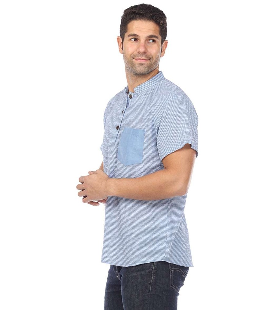 Clothing Yak & Yeti Men'S Yoga Shirts | Men'S Button Up Kurta Shirt