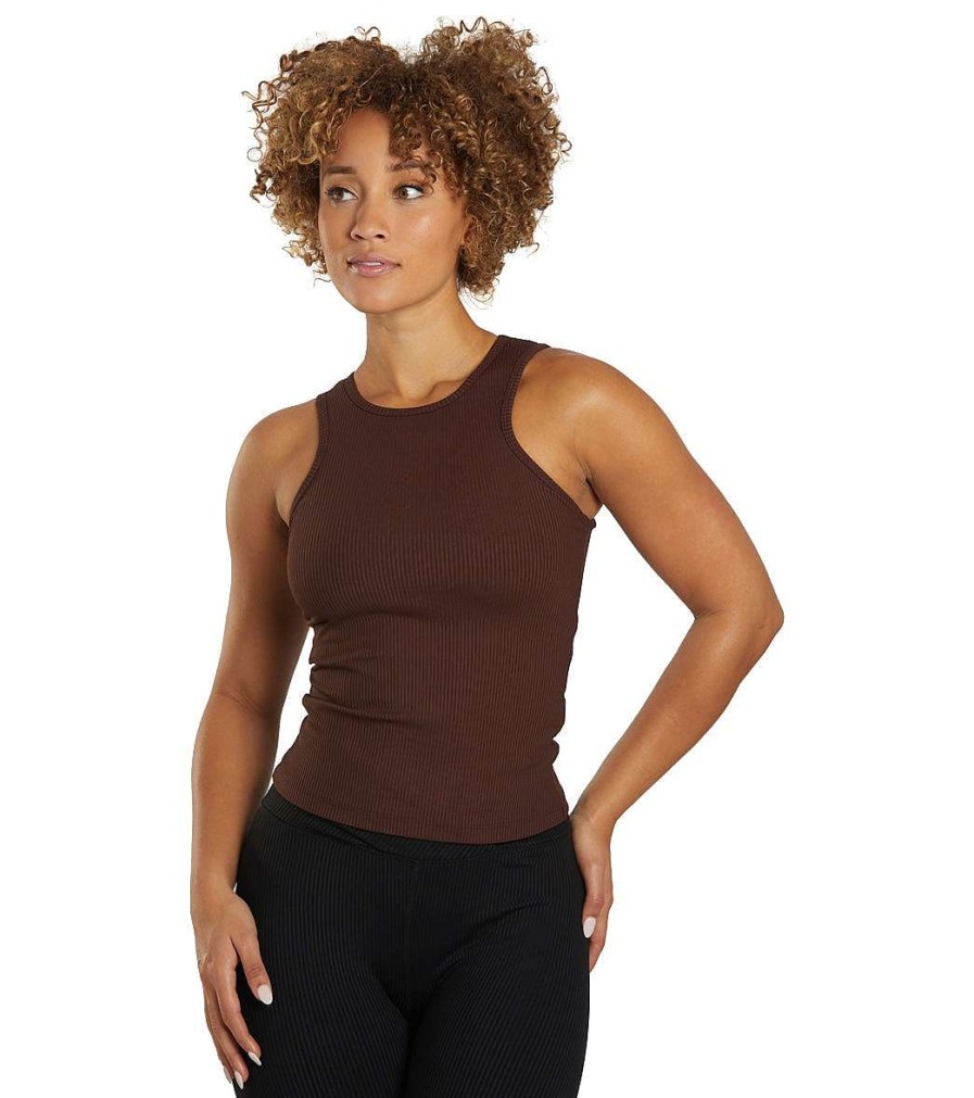 Clothing Year of Ours Yoga Support Tanks | Ribbed Muscle Crop Dark Oak