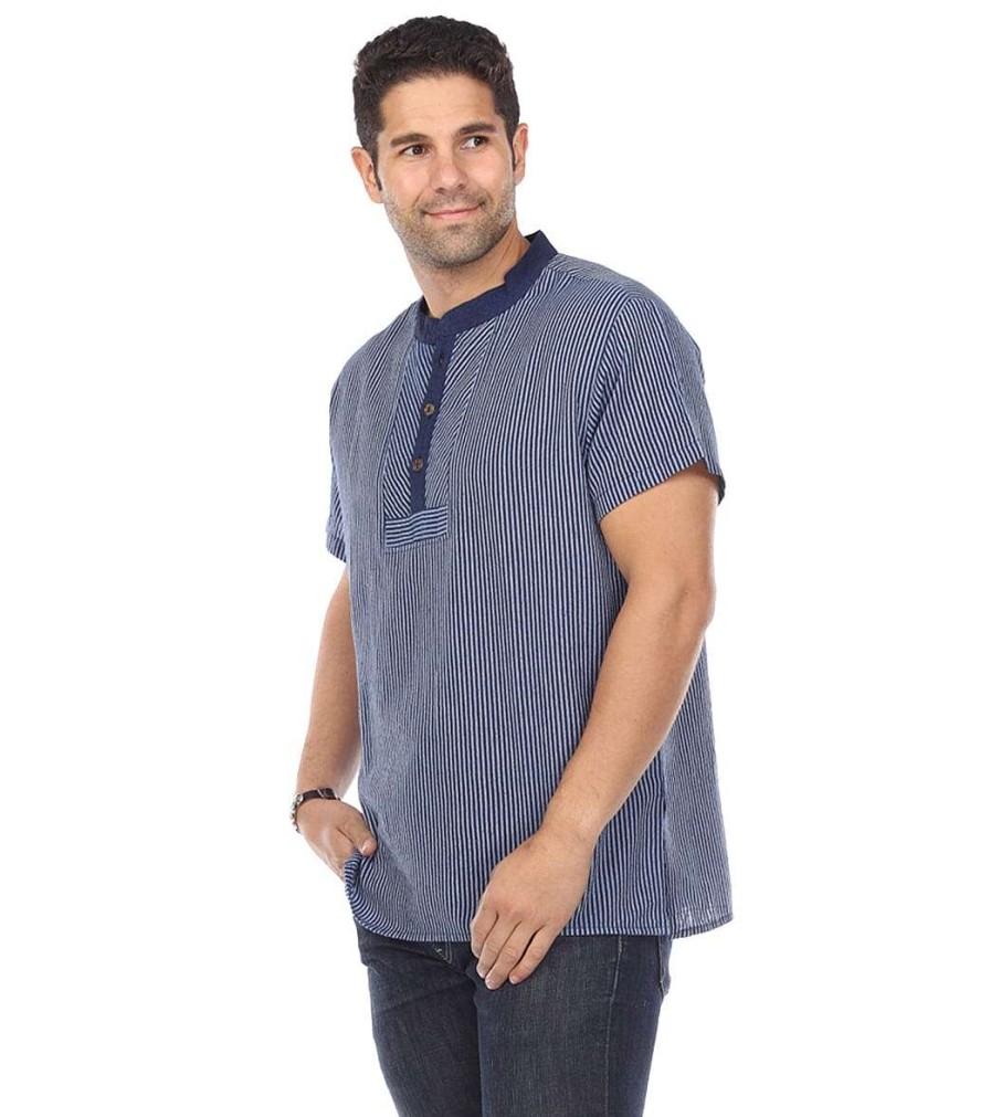 Clothing Yak & Yeti Men'S Yoga Shirts | Men'S Striped Button Up Shirt