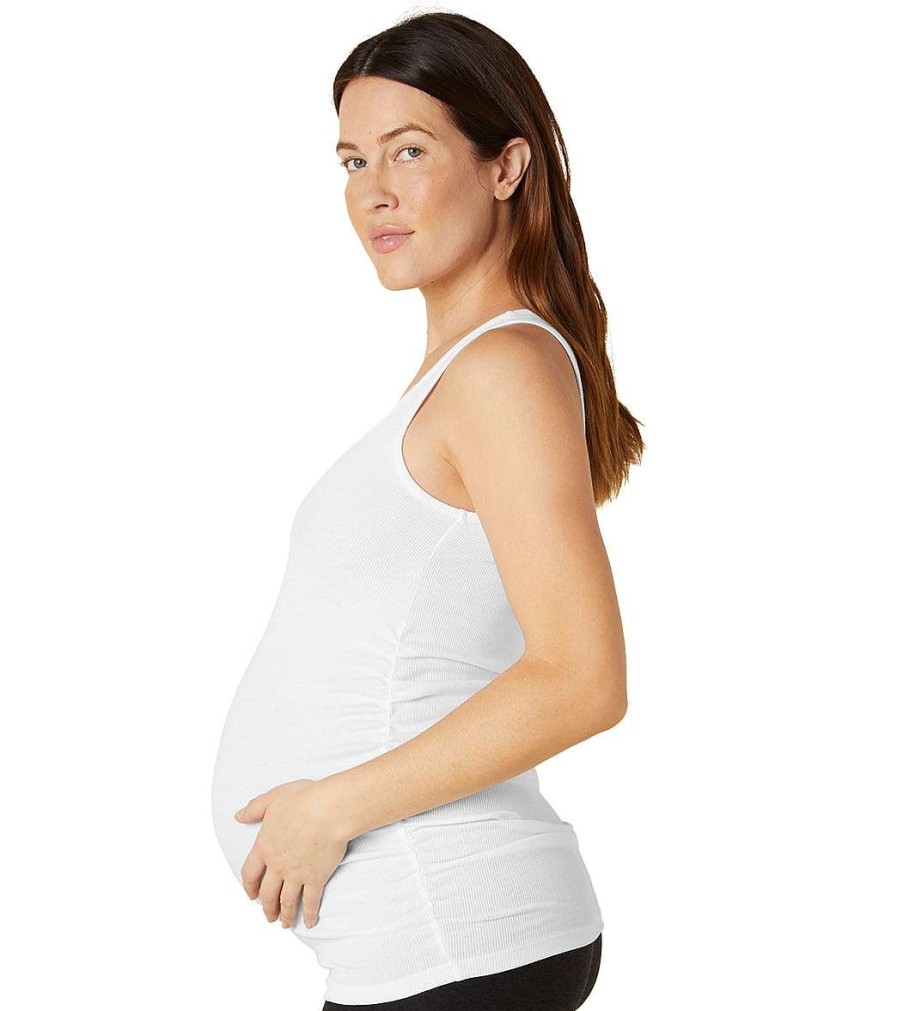 Clothing Beyond Yoga Yoga Tops | In A Cinch Low V Maternity Tank White