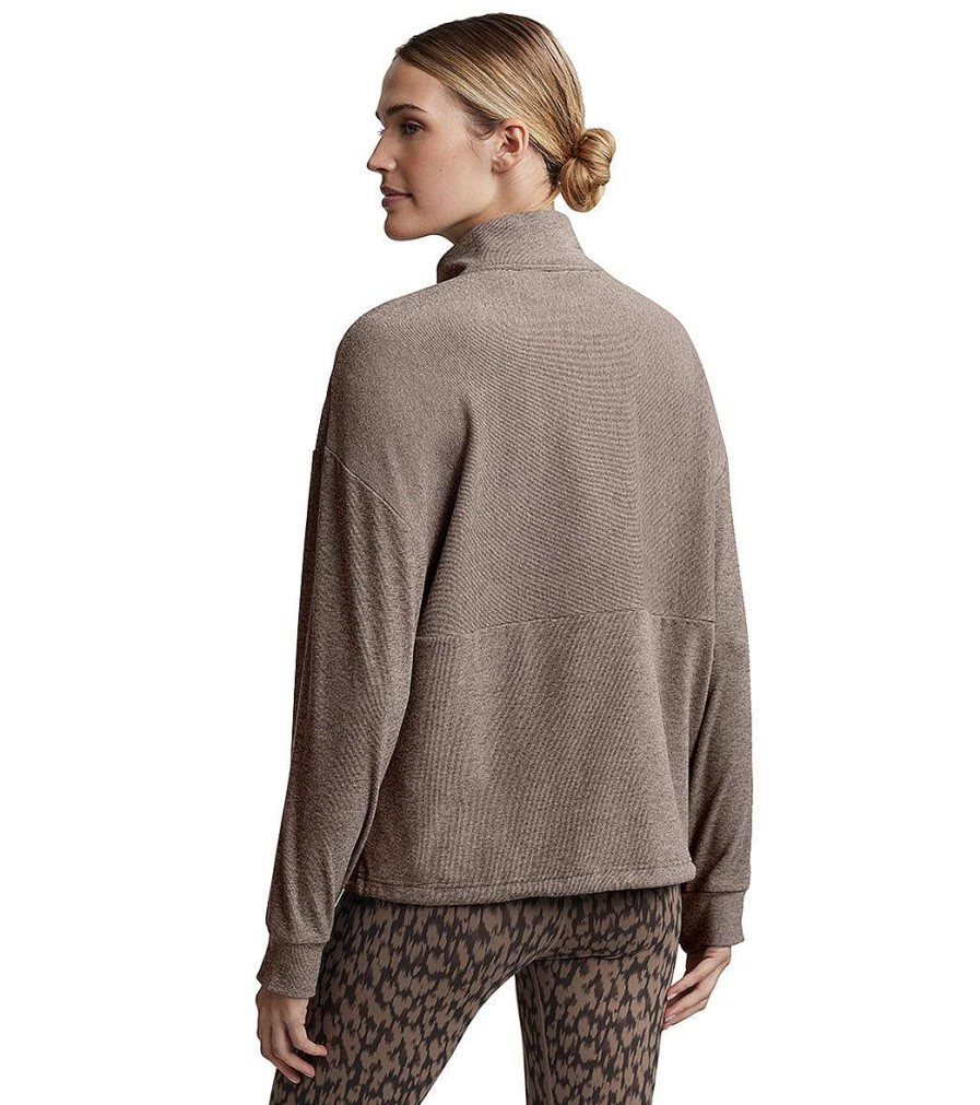 Clothing Varley Yoga Jackets & Sweatshirts | Maida Half Zip Midlayer Carob Marl