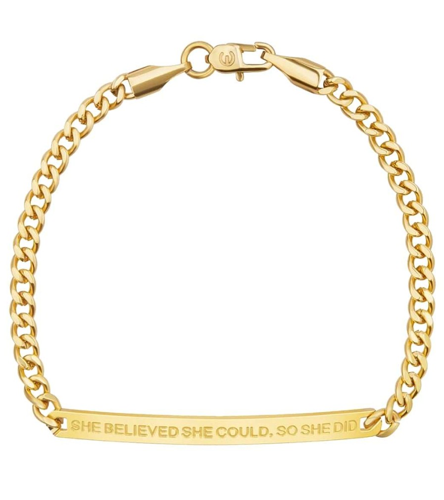 Accessories Mantraband | She Believed She Could, So She Did Chain Bracelet Yellow Gold