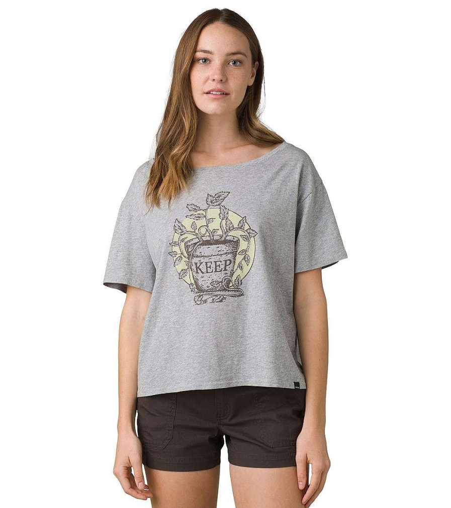 Clothing prAna Yoga Tops | Women'S Journeyman Tee 2.0 Heather Grey Keep Growing