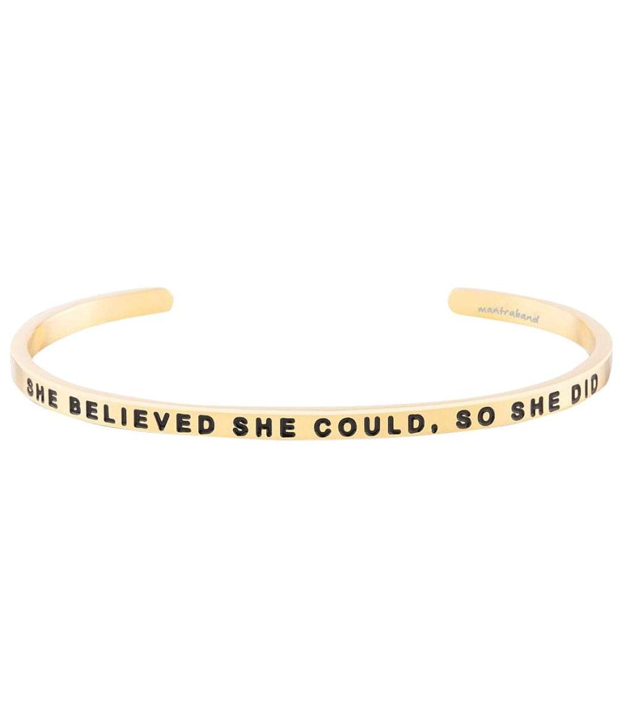 Accessories Mantraband | She Believed She Could, So She Did Bracelet Yellow Gold