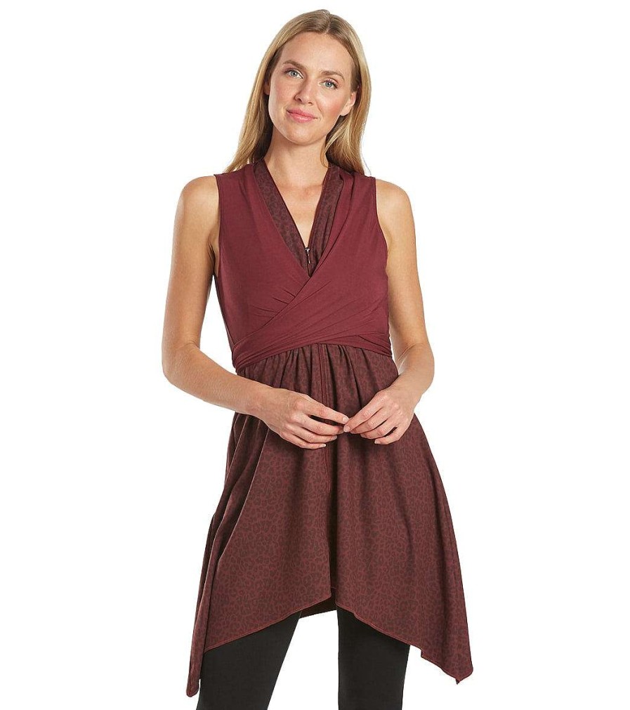 Clothing Everyday Yoga Yoga Dresses & Skirts | Wondrous Cheetah Wrap Dress Burgundy Cheetah