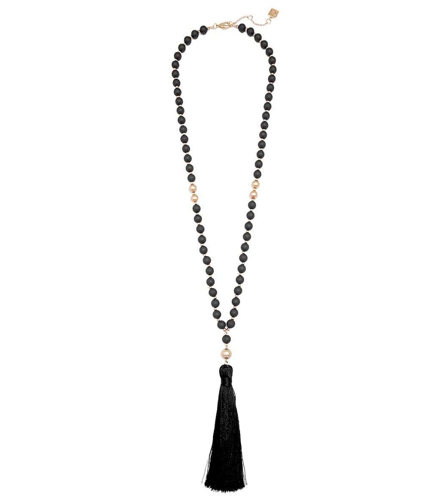 Accessories Zenzii | Matte Beaded Necklace With Tassel