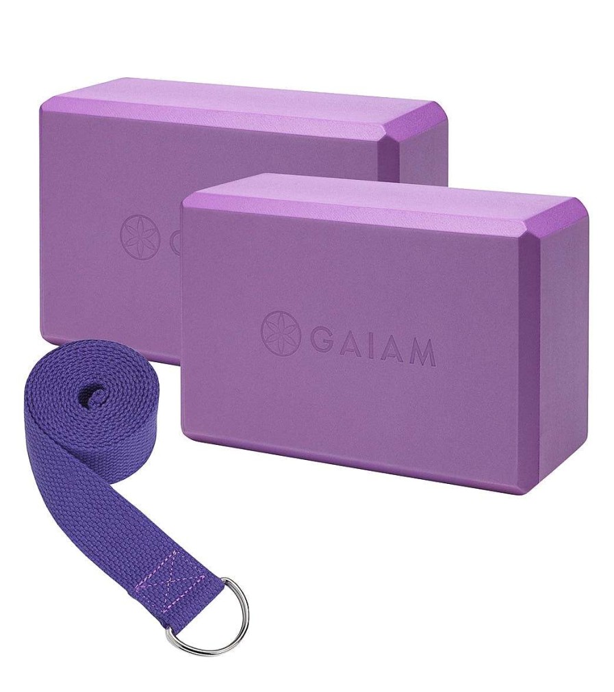 Yoga Mats & Props Gaiam | 2 Block/Strap Combo Deep Purple