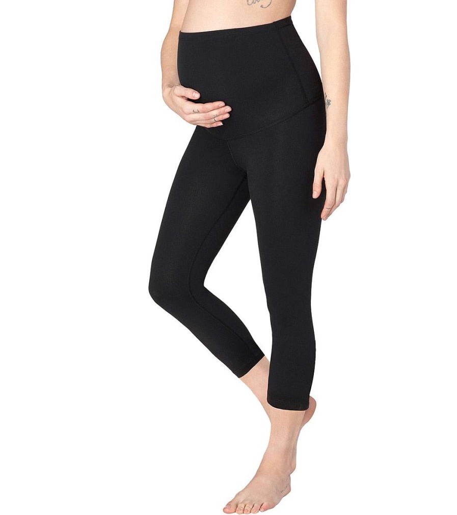 Clothing Beyond Yoga Yoga Leggings | Supplex Love The Bump Capri Maternity Leggings Jet Black